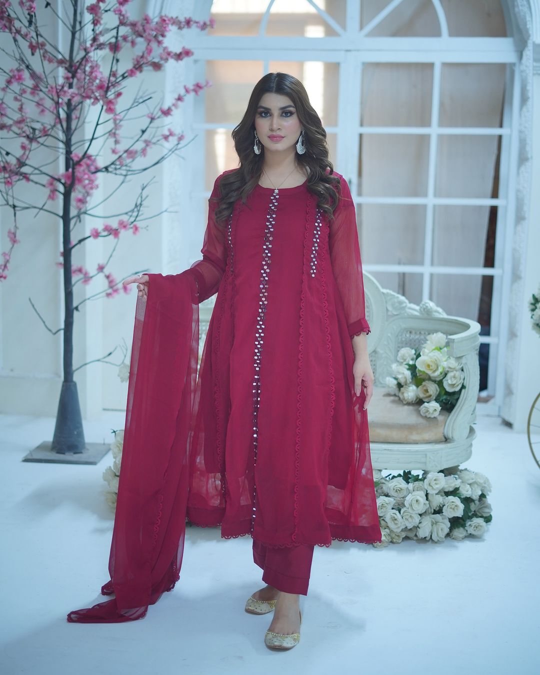 MIRROR FRONTCUT EMBROIDERY CHIFFON MAXI Article Premium Chiffon Collection