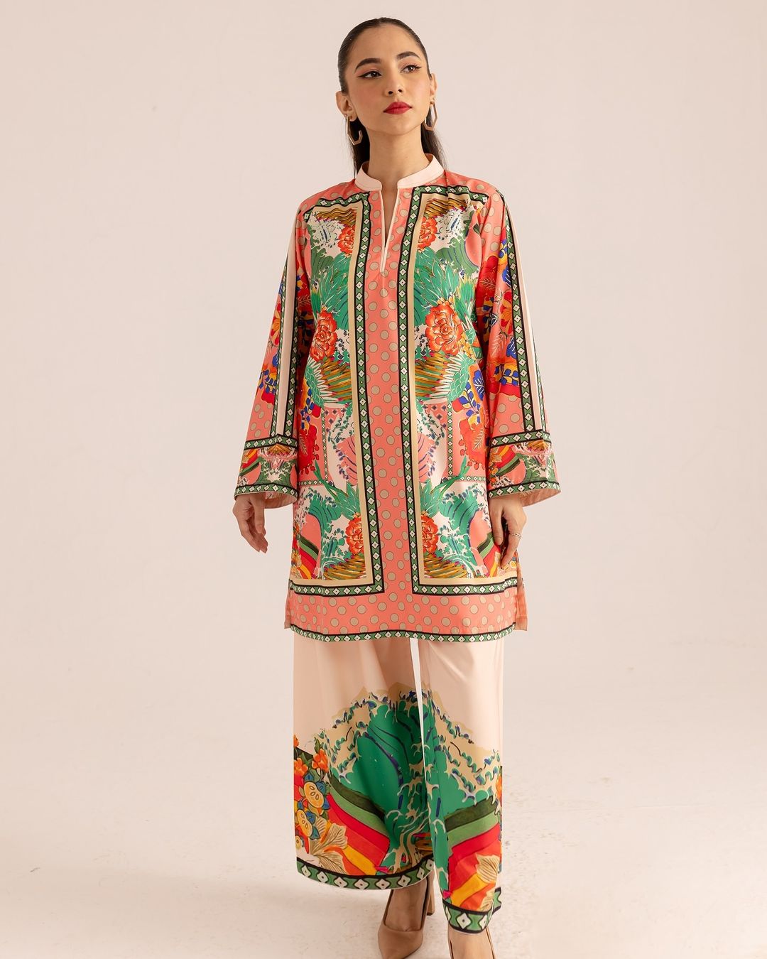 PEACH KHADDAR DIGITAL PRINTED 2Pc